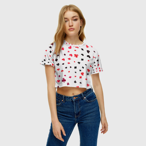 Женская футболка Crop-top 3D Карточные масти - фото 3