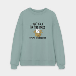Мужской свитшот oversize без начеса хлопок Кот Шредингера