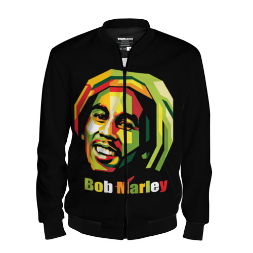 Мужской бомбер 3D Bob Marley, цвет черный