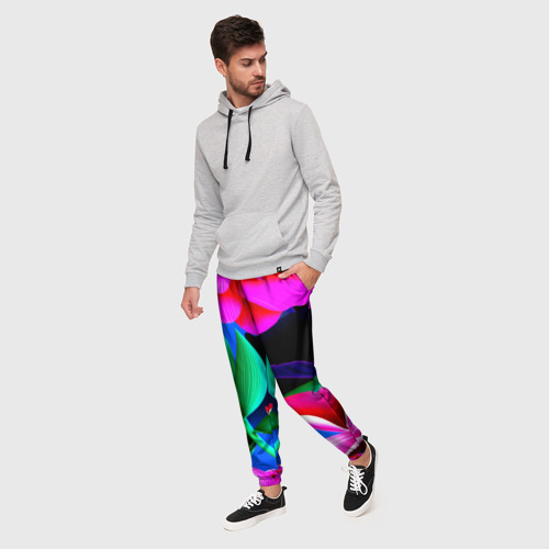 Мужские брюки 3D Цветочки, цвет 3D печать - фото 3