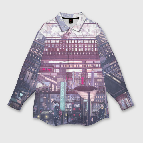 Женская рубашка oversize 3D с принтом Город, вид спереди #2
