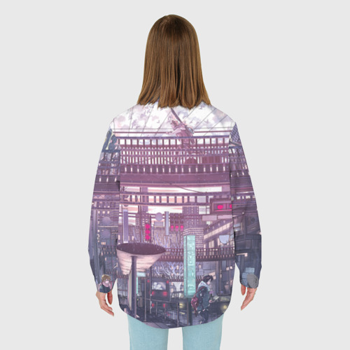 Женская рубашка oversize 3D с принтом Город, вид сзади #2