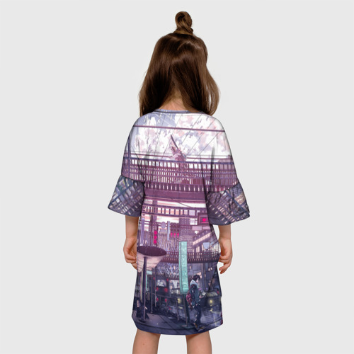 Детское платье 3D с принтом Город, вид сзади #2