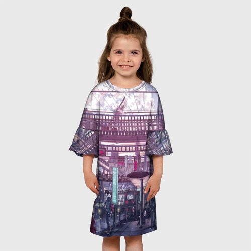Детское платье 3D с принтом Город, вид сбоку #3