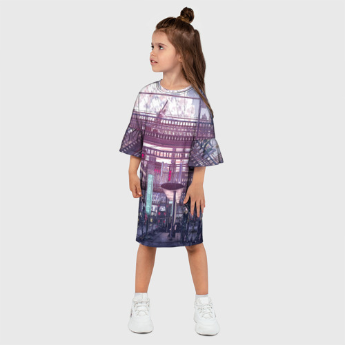 Детское платье 3D с принтом Город, фото на моделе #1