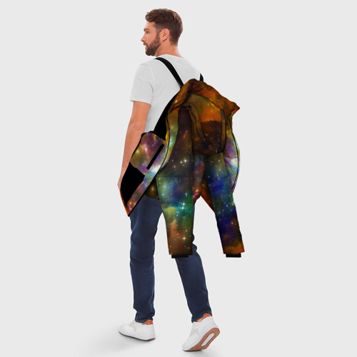Мужская зимняя куртка 3D с принтом Звёздный мир, вид сзади #2