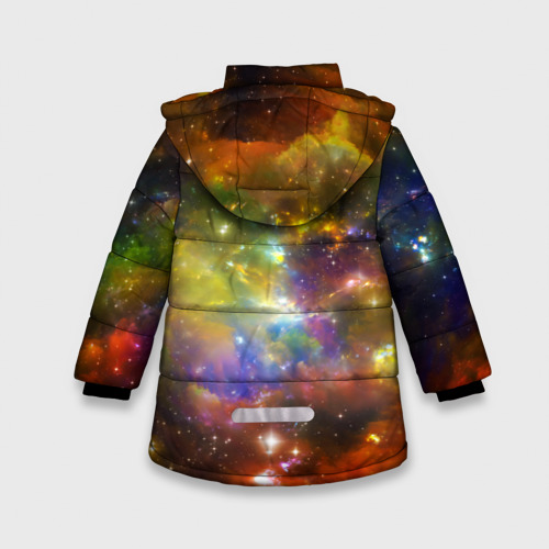 Зимняя куртка для девочек 3D с принтом Звёздный мир, вид сзади #1