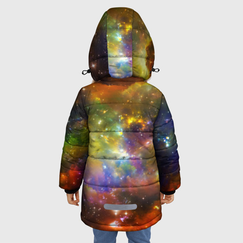 Зимняя куртка для девочек 3D с принтом Звёздный мир, вид сзади #2