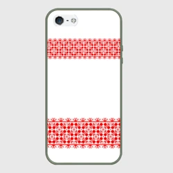 Чехол для iPhone 5/5S матовый Славянский орнамент на белом