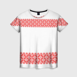 Женская футболка 3D Славянский орнамент на белом