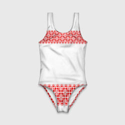 Детский купальник 3D Славянский орнамент на белом - фото 2