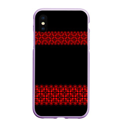 Чехол для iPhone XS Max матовый Славянский орнамент на чёрном