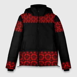 Мужская зимняя куртка 3D Славянский орнамент на чёрном