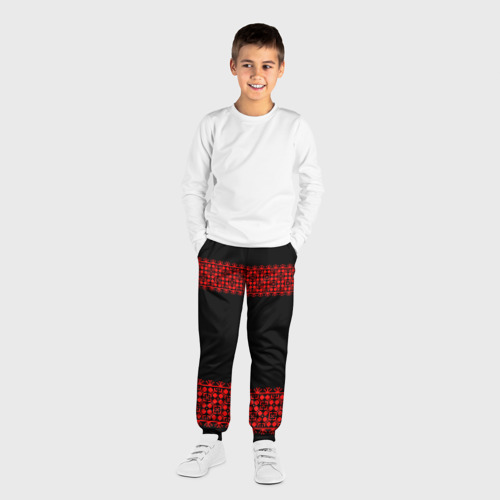 Детские брюки 3D Славянский орнамент на чёрном, цвет 3D печать - фото 4
