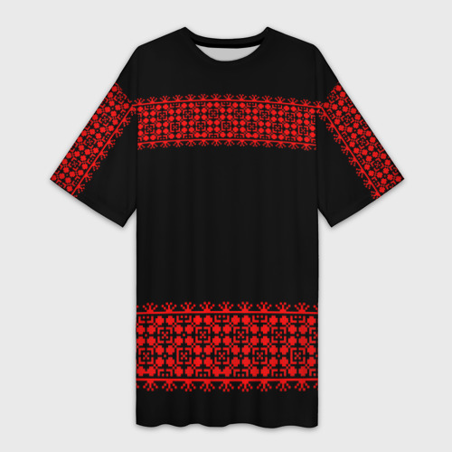 Платье-футболка 3D Славянский орнамент на чёрном, цвет 3D печать