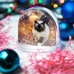 Игрушка Снежный шар Котик в листьях - фото 2