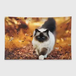 Флаг-баннер Котик в листьях