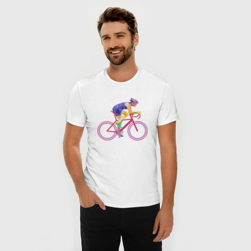 Мужская футболка хлопок Slim Велосипедист, цвет белый - фото 3