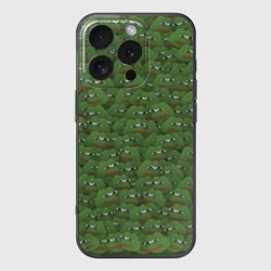 Чехол для iPhone 16 Pro силиконовый с защитой камеры Грустные лягушки Пере паттерн