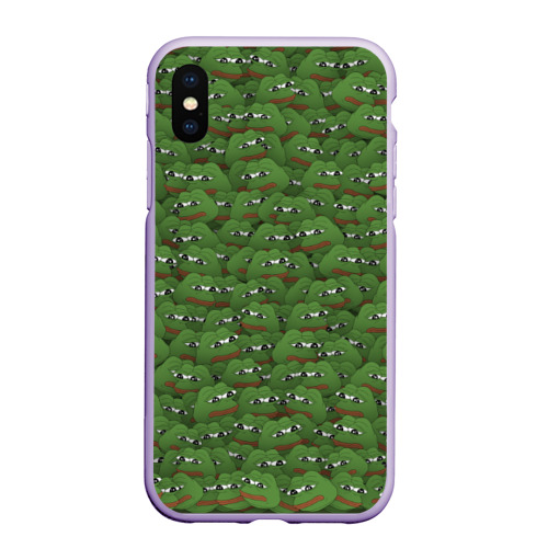Чехол для iPhone XS Max матовый Грустные лягушки, цвет светло-сиреневый