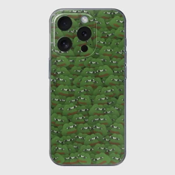 Чехол для iPhone 15 Pro Max силиконовый с защитой камеры Грустные лягушки Пере паттерн