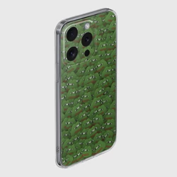 Чехол для iPhone 15 Pro Max силиконовый с защитой камеры Грустные лягушки Пере паттерн - фото 2