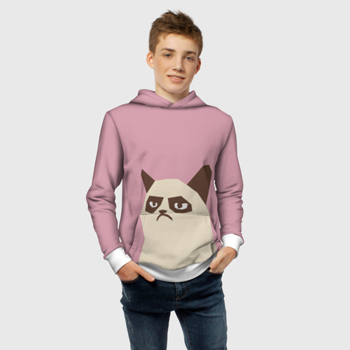 Детская толстовка 3D Grumpy cat pink, цвет белый - фото 6