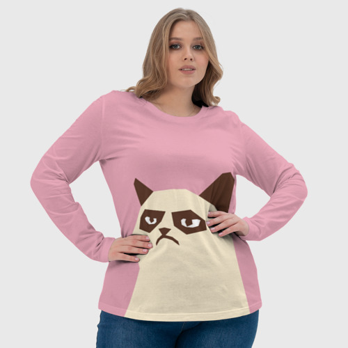 Женский лонгслив 3D Grumpy cat pink - фото 6