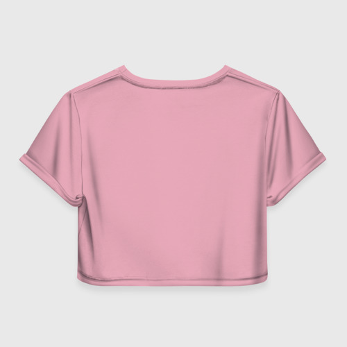 Женская футболка Crop-top 3D Grumpy cat pink, цвет 3D печать - фото 2