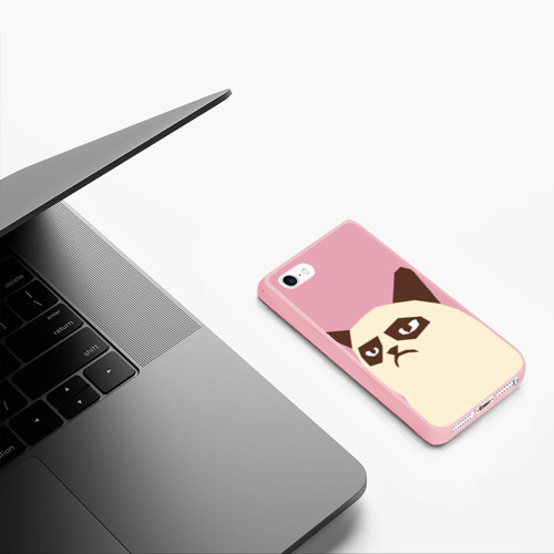 Чехол для iPhone 5/5S матовый Grumpy cat pink - фото 5