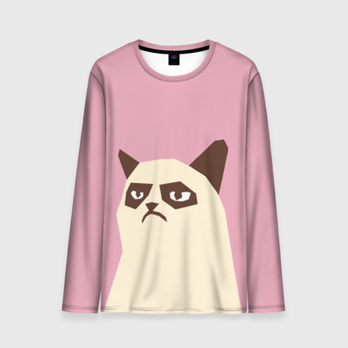 Мужской Лонгслив Grumpy cat pink (с рукавами 3D)