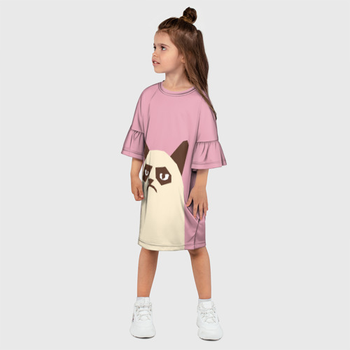 Детское платье 3D Grumpy cat pink, цвет 3D печать - фото 3