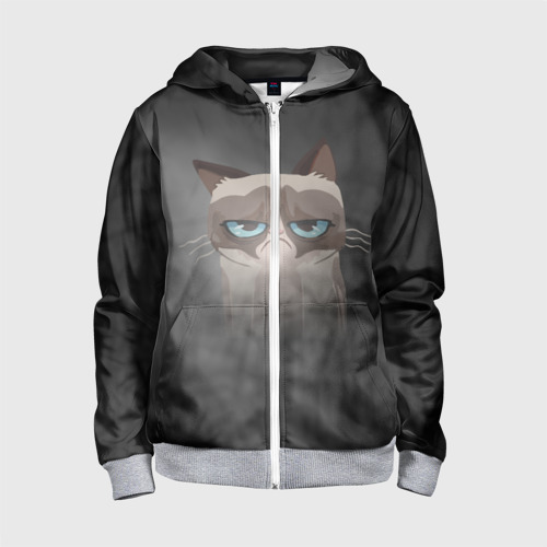 Детская толстовка 3D на молнии Grumpy Cat, цвет меланж