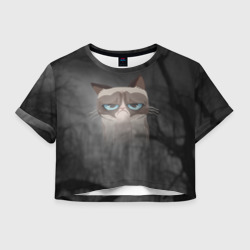 Женская футболка Crop-top 3D Grumpy Cat