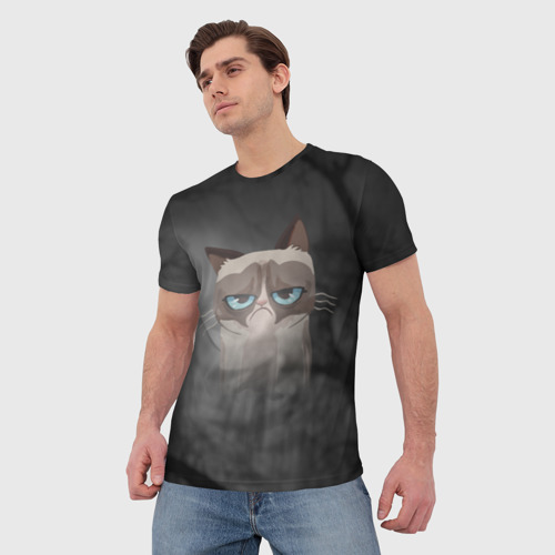 Мужская футболка 3D Grumpy Cat, цвет 3D печать - фото 3