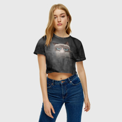 Женская футболка Crop-top 3D Grumpy Cat - фото 2
