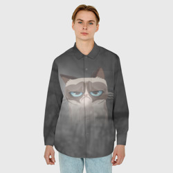 Мужская рубашка oversize 3D Grumpy Cat - фото 2