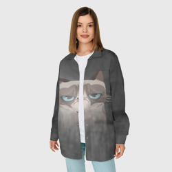 Женская рубашка oversize 3D Grumpy Cat - фото 2