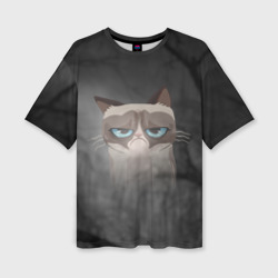 Женская футболка oversize 3D Grumpy Cat