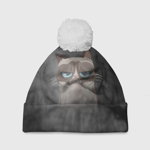 Шапка 3D c помпоном Grumpy Cat, цвет 3D печать