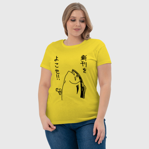 Женская футболка хлопок Fishgun, цвет желтый - фото 6