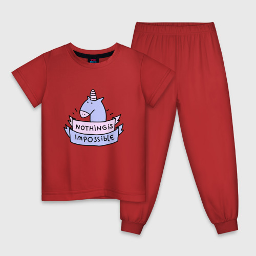 Детская пижама хлопок Unicorn, цвет красный