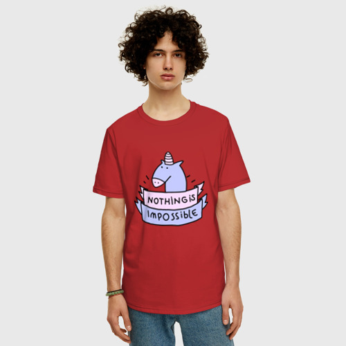 Мужская футболка хлопок Oversize Unicorn, цвет красный - фото 3