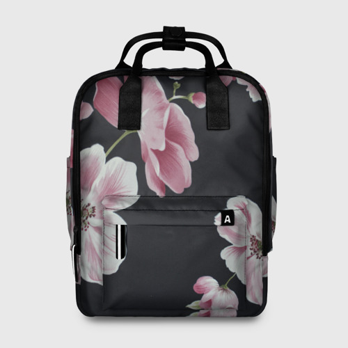 Женский рюкзак 3D Цветы на черном фоне