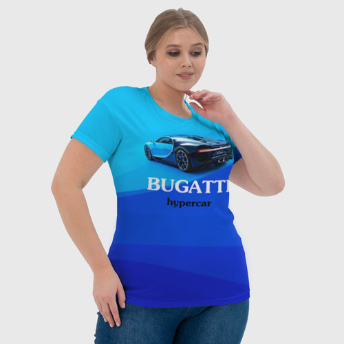 Женская футболка 3D Bugatti hypercar, цвет 3D печать - фото 6