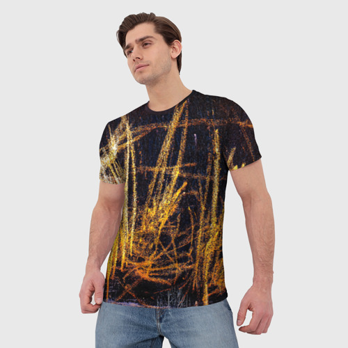 Мужская футболка 3D Заштриховка, цвет 3D печать - фото 3