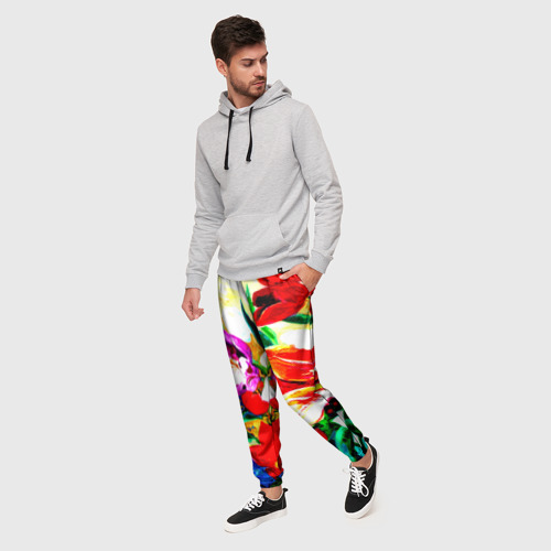 Мужские брюки 3D Тюльпаны, цвет 3D печать - фото 3