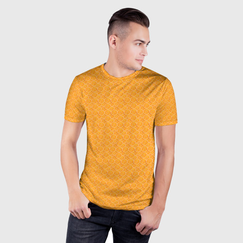 Мужская футболка 3D Slim Текстура апельсин, цвет 3D печать - фото 3