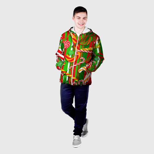 Мужская куртка 3D Новогодние конфеты, цвет 3D печать - фото 3