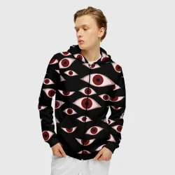 Мужская толстовка 3D на молнии Глаза - фото 3